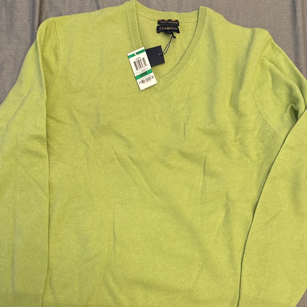 Club Room V-Neck Sweater in Light Green